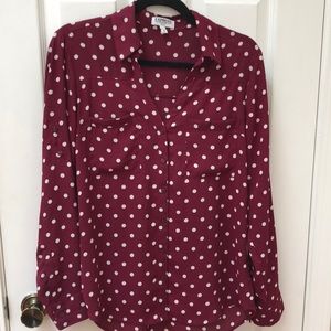Express Polka Dot Long Sleeve Blouse